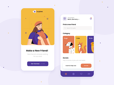 Pet adoption app android app application clean illustration ios mobile pets ui