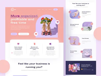 Curate - Event Planer Landing Page ✨ app branding button card design event figma graphic design illustration landing landing page logo page pastel planer ui uidesign uiux vektora web design