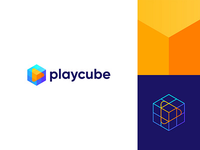 Cube+Play Icon abstract play logo abstractart brand identity business logo colorful logo colorful play icon cube logo design gradient logo hexagon illustration letter logo logo logo design logo maker modern lettering modern logo play icon playcube professional logo