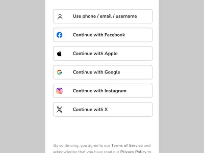 Log in page for Togg mobile app log in mobile app ui