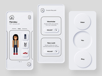 Threadbare 2.0 Product Explorations: Skeuomorphic + flat black design illustra illustration mobile product ui vector