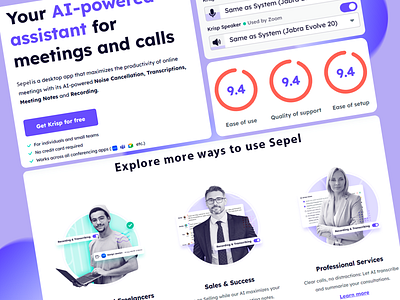 Sepli: AI call assistant and editor ai ai application ai assistant ai powered ai tools assistant platform b2b busiess call app call features clear calls conference meeting noise cancellation sales software success user friendly white space zoom