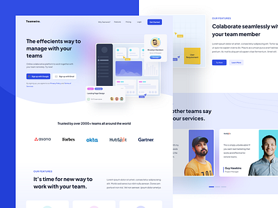 Teamwire - Landing Page Exploration b2b clean collaboration dashboard freelancer landing page marketing web minimal remote remote work saas website team ui ux web design