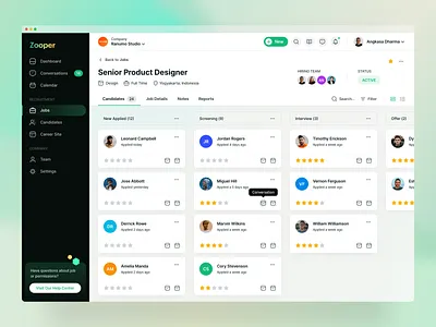 Recruiting Software - Job Detail Page application board chart clean crm dashboard funnel hiring hr job kanban landing list management saas task tracking ui design website