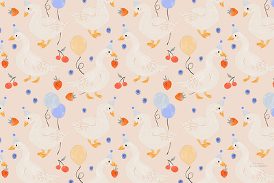 Watercolor Geese Pattern baby bird pattern children childrens illustration goose gouache bird gouache painting illustration kids kids illustration kids pattern nursery pattern design seamless repeat watercolor bird watercolor painting