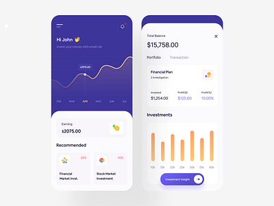 Investment Management Application balance management clean ui finance management financial app investment management investor app minimal money app money management app money statistics product design transaction ui ux
