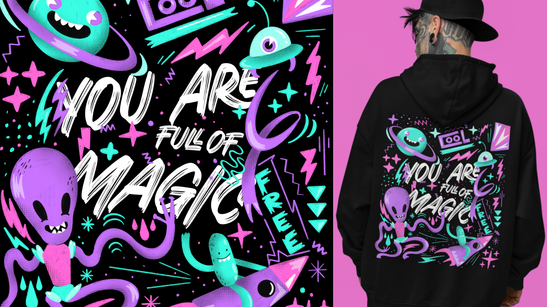 You Are Full of Magic alien clothing graphic design illustration planets ufo universe urban