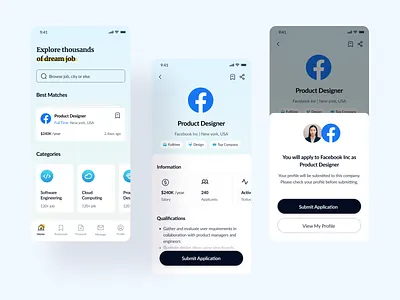 Job Portal Exploration app design application b2b bra branding clean crm dashboard financial hr interaction ios job job search management minimal modern saas ui ux vacancy