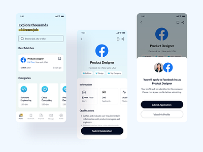 Job Portal Exploration app design application b2b bra branding clean crm dashboard financial hr interaction ios job job search management minimal modern saas ui ux vacancy