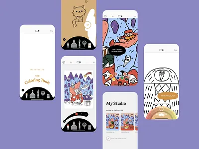 Art Agency Mobile App art art world art xone artist cartoon art cat drawing color book coloring creaitive art design interface drawing icon style modern personal drawing purple sketch sketched studio unque design ux