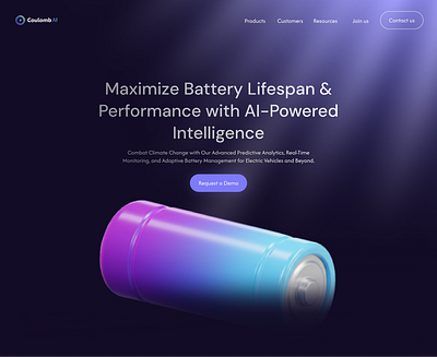 Hero section redesign concept for Coulomb Ai ai design hero section landing page ui ui design website design