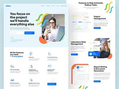 Aldoa - Homepage and Branding aldoa automation branding caviar colorful coming soon homepage illustration illustrations management project management projects sass tasks ui ux website