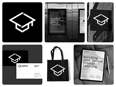 Lofty Identity app brand branding graduation cap graphic design icon identity learning logo logo logo mak logotype minimal monogram poster social symbol logo tote bag web website word mark