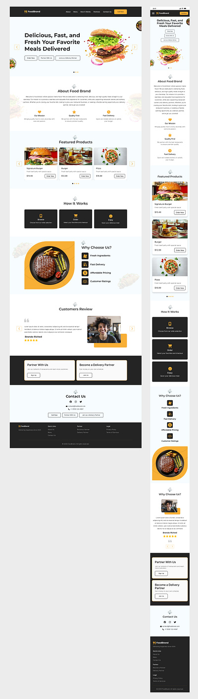 FoodBrand One Page Website animation branding graphic design motion graphics ui ux