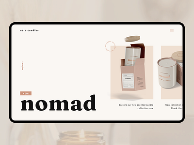 nomad - candles 3d beauty candles clean design e commerce e commerce design figma homepage homepage design landing page minimal packaging design product product design product page scents ui ux website design