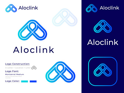 Aloclink logo design a a letter logo a logo address logo aloclink logo design brand brand identity branding design illustration liniking logo link logo location logo logo logo design modern logo point logo share logo ui vector