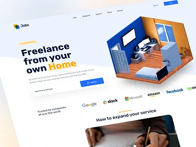 Jobz - Work Search Engine 3d branding clean concept design isometric isometric design perspective platform search engine ui uiux web website design