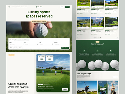 Golfow - Golf Course Booking Landing Page book booking clean community course court deals field golf golf landing page landing page landing page design modern premium price reservation sports ui deisgn web design website