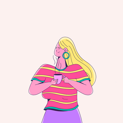 Coffee Time adobe illustrator behance character character design character illustration coffee coffee vector design dribbble flat character flat design flat illustration freelance illustrator girl character illustration illustrator procreate vector vector art vector character