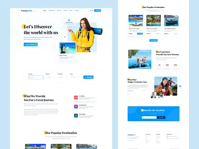 Travel Agency Website clean color concept design destination explore landing page minimal photo travel agency travel landing page trip ui ui design uiux ux ux design webdesign website