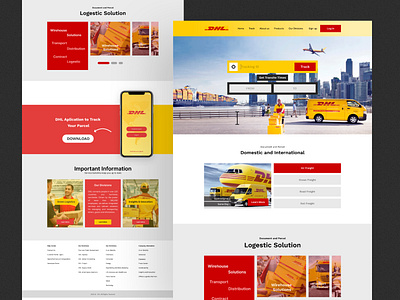 DHL website redesign (Fun Project) black clean delivery fun funproject graphic design landing landingpage parcel project red redesign site trending trendy ui ux website yellow