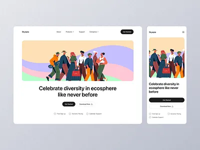 Minimal Responsive Landing Page colorful crowd design diversity homepage landing page minimal mobile nepal people responsive saas ui ux web website design