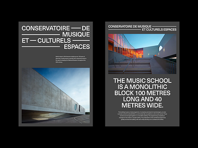 Conservatoire de musique et culturels espaces 01 architecture grid layout modern modernist poster typography web
