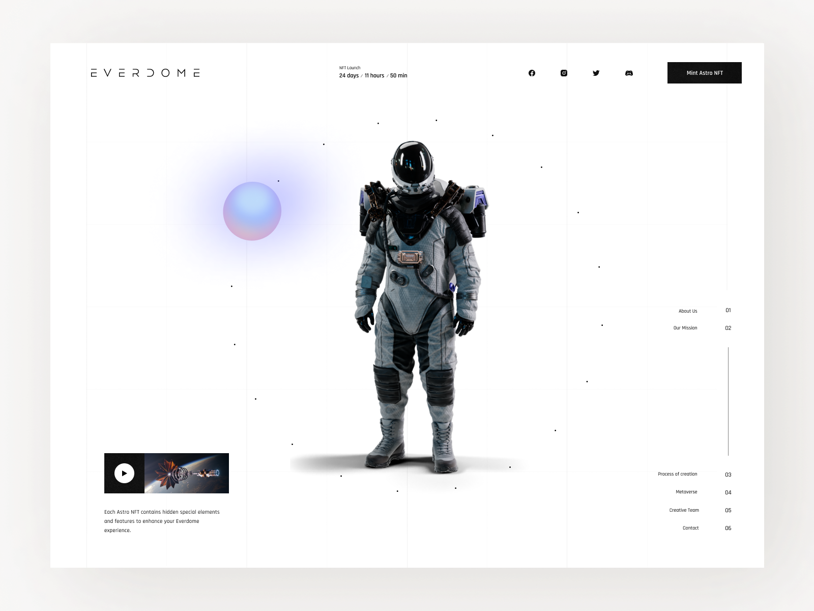 🚀 Everdome Astro NFT Landing Page 3d 3d landing 3d nft astro nft astronaut everdome nft collection nft landing nft website parallax ui ux web 3.0 web annimation webgl