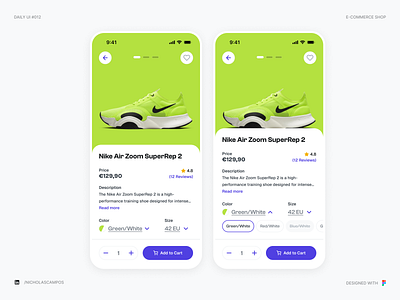 Daily UI #012 - E-Commerce Shop 012 add to cart challenge daily ui 012 dailyui dailyuichallenge description e commerce ecommerce mobile nike product shoes shop sneaker store ui uidesign