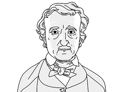 Edgar Allan Poe black and white design drawing edgar allan poe illustration image portrait sketch writer