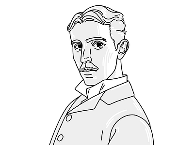 Nikola Tesla black and white design drawing icons illustration inventors nikola tesla portrait sketch