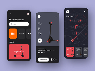 Scooter Rental App app app design bike map mobile app mobile app design mvp rent app rental ronas it route scooter rent scooter rent app sharing sharing app ui ui design ux ux design