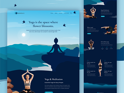 Meditation coach Landing page dark theme desktop design desktop ui design landing page ui uiux web design web ui