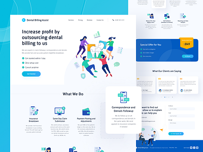 Dental Billing Assist Website - Live agency app assist billing clean dentist design doctor health illustration service services startup ui ux web design website