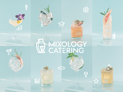 Mixology Catering branding catrering colorful food icon iconography icons logo