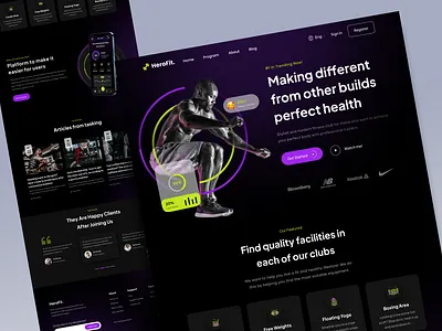 HeroFit - Fitness GYM Landing Page branding design fitness gym healthy landing page popular simple ui