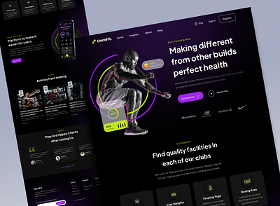 HeroFit - Fitness GYM Landing Page branding design fitness gym healthy landing page popular simple ui