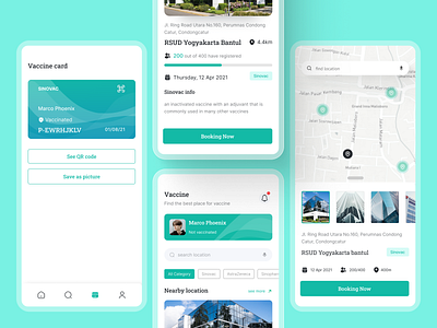 Vaccine Finding App - Detail Page app booking card colorful detail home maps mobile sinovac ui vaccine