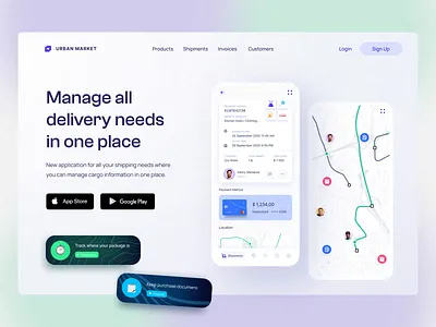 Shipment App Landing Page after effects animation concept delivery design interface minimalistic mobile mobile app shipment ugem ui web web design