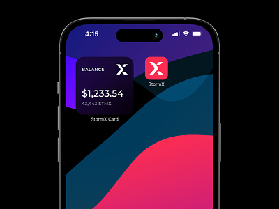 StormX Card Widget app concept crypto crypto currency dark dark mode defi design fintech ios mobile mobile design ui widget widgets