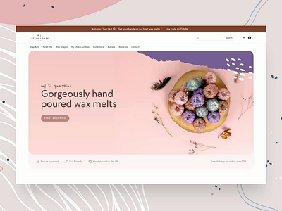 Wax Melts E-Commerce brand brand identity branding creative design e commerce ecommerce fragrance fragrence graphic design illustration little logo love shop store ui ux wax website