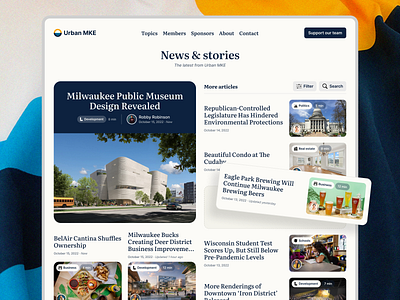 Design exercise w/ Urban Milwaukee [blog] article blog cards cms content development flag home page idea milwaukee mke news news feed stories urban website wisconsin