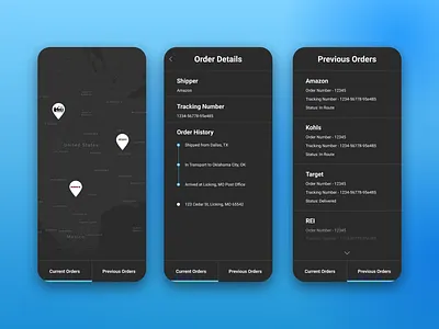 UI Challenge :: Tracking App blue daily ui daily ui challenge delivery app design gradient graphic design mobile order design orders process shipping tracking tracking app ui ux web website