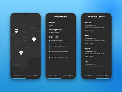 UI Challenge :: Tracking App blue daily ui daily ui challenge delivery app design gradient graphic design mobile order design orders process shipping tracking tracking app ui ux web website