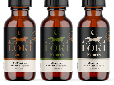 Loki Naturals brand design brand identity branding cbd design system icon design label design packaging packaging design print stencil typography visual identity wolf