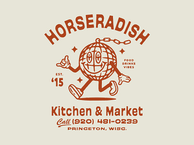 Horseradish Kitchen + Market airbnb disco disco ball illustration kitchen market mascot wisconsin