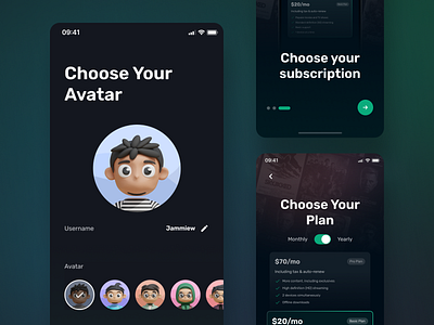 Cinepix - Choose Avatar, Subscription, On Boarding 3d app avatar cinema dark design illustration marvel mobile movie netflix onboarding online pricing profile streaming subscription theme ui ux