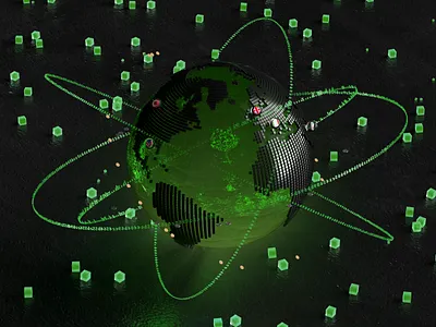 Neo Bank | Forget the limitations 3d cg cinema 4d crypto dark glass graphic green illustration light planet transaction