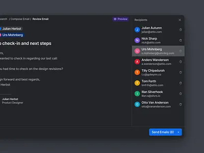 Mass Email Sending crm dark dark mode email light light mode product sending template ui variables