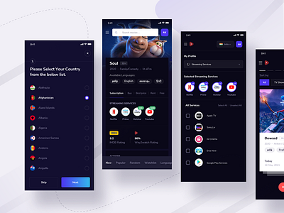 Movie Searching App app branding cards design entertainment illustration ios landing page languages logo minimal movie movie details product design responsive studio ui ux web web app